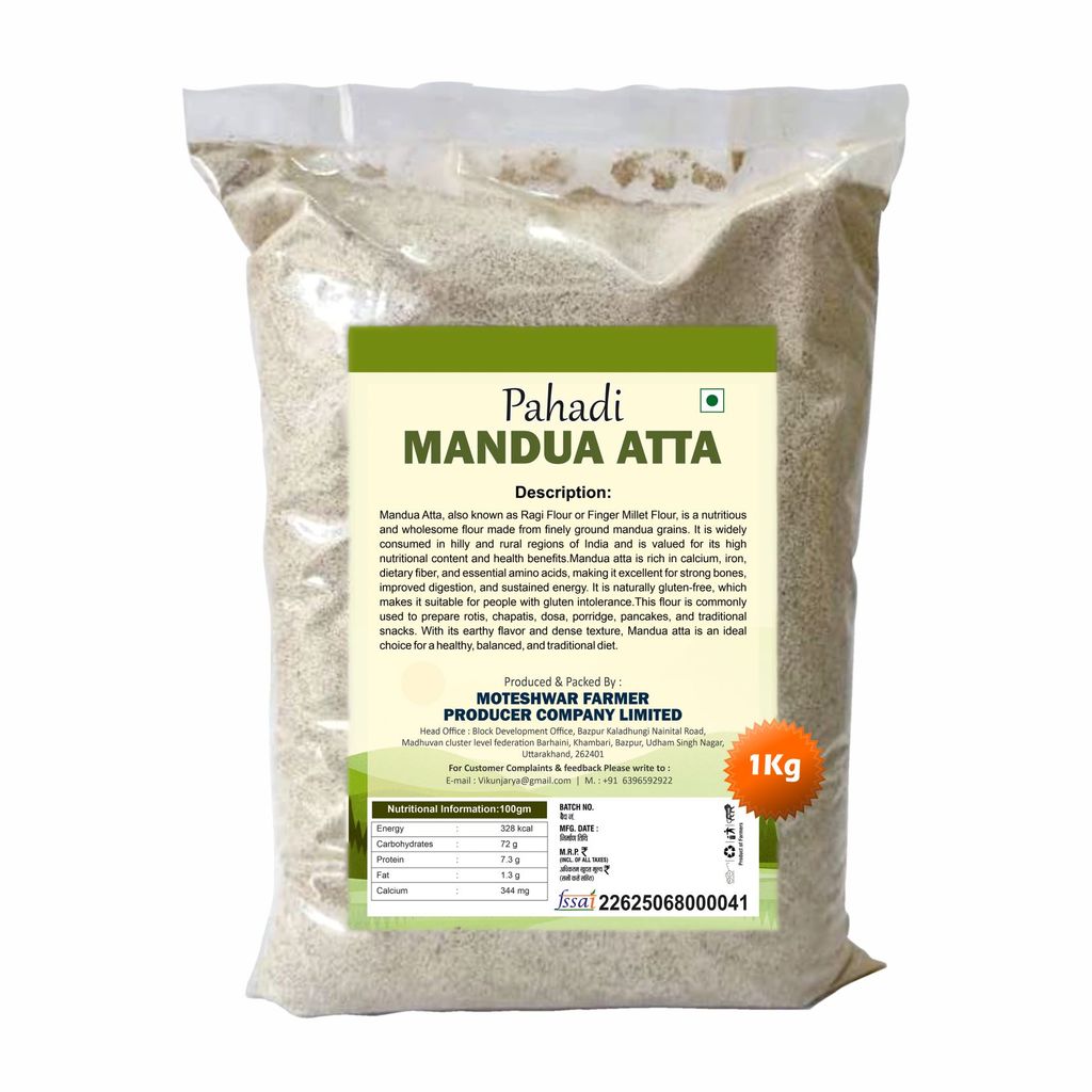 Pahadi Mandua Atta 1 kg by Moteshwar Farmer Producer Company Limited view 2