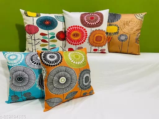 Multicolour cushion cover set of 5 covers 16x16 inches view 2