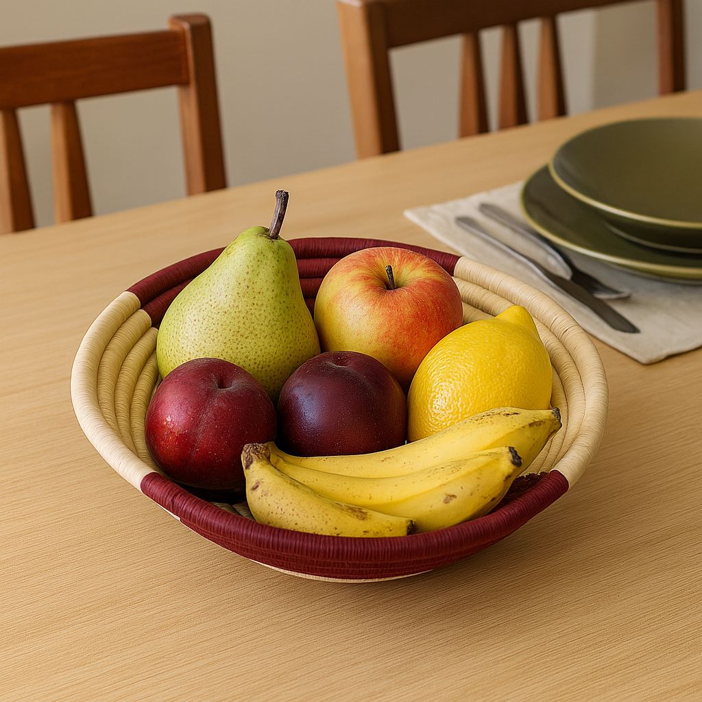 Handcrafted Tiger Grass Fruit Basket view 2