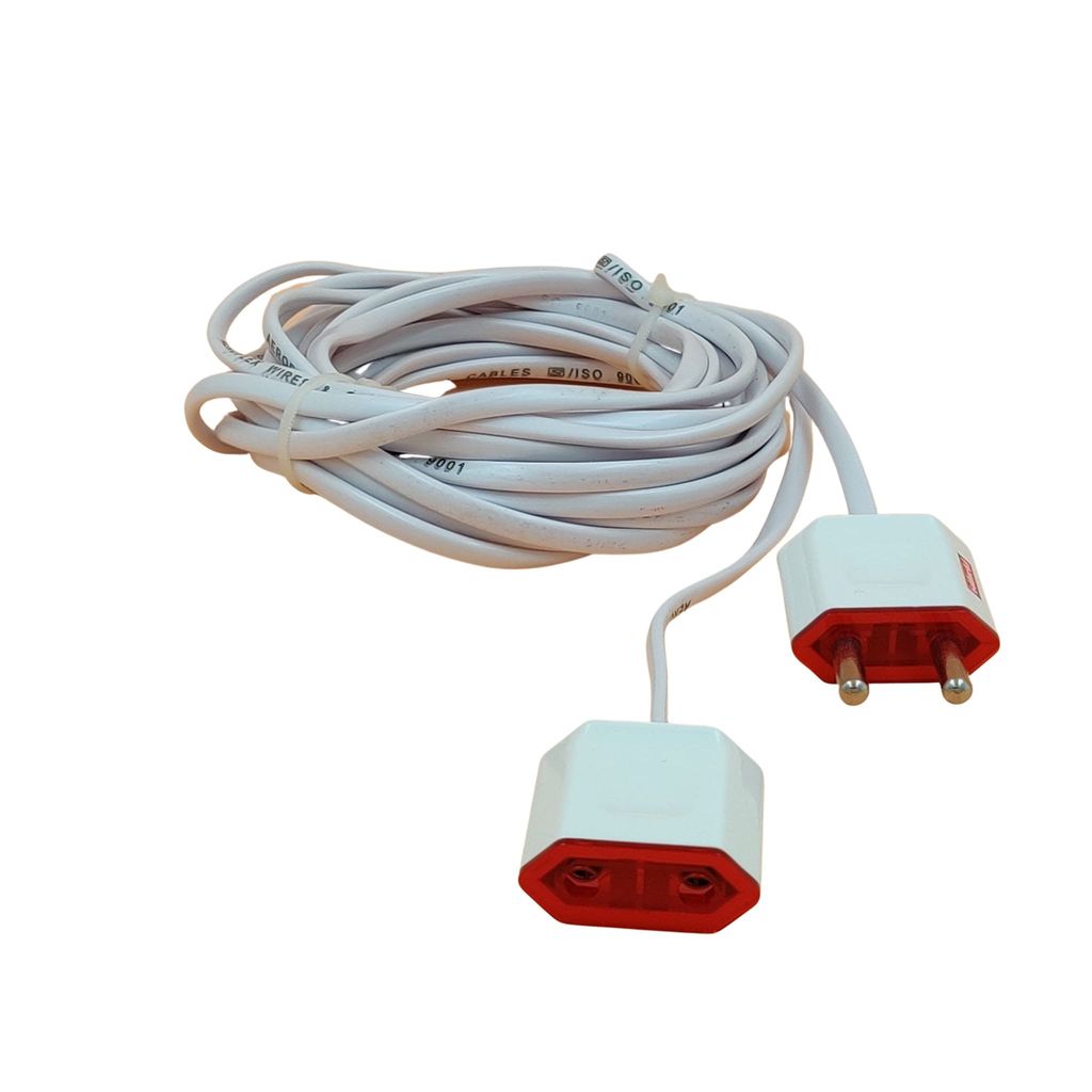 INDRICO 2 Pin Male Female Socket Flexible Flat Cable Wire Extension Cord for Multi-Purpose Use Home Wall D?cor, Diwali Christmas Decoration White-Red/Black/Grey PVC view 2