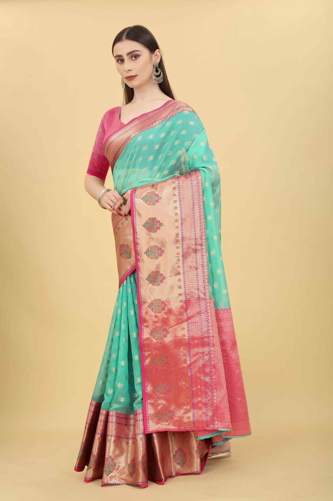 Women's Ethnic Motifs Art Silk Saree With Blouse Piece view 2