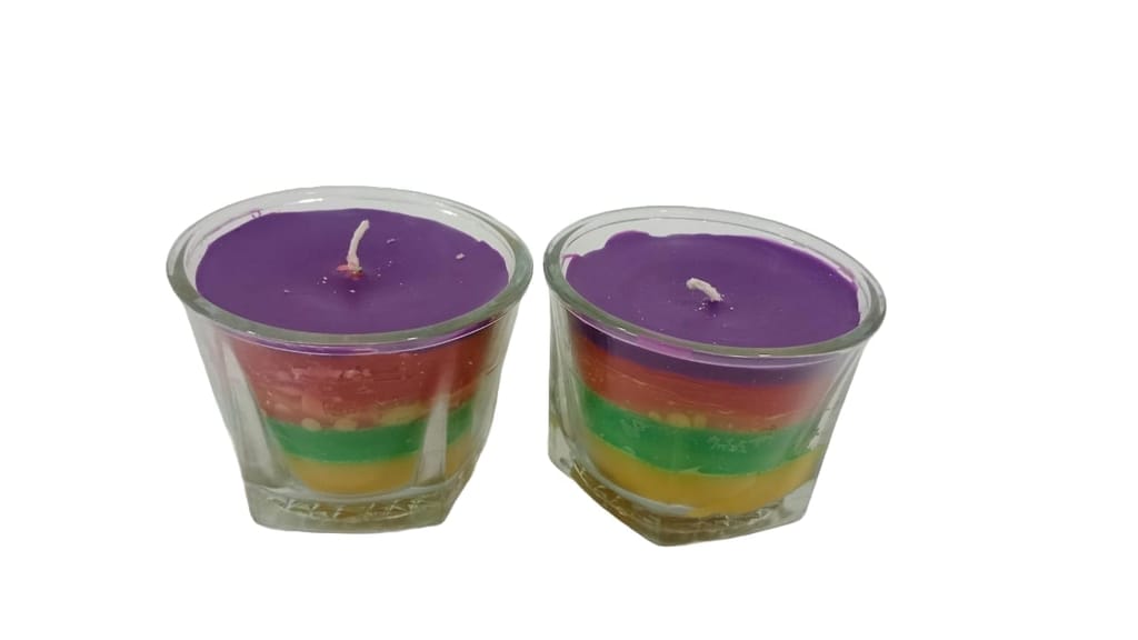 2-Pack Purple Glass Jar Candles - Long Burning Smokeless Tealight Candles for Home Decor view 2