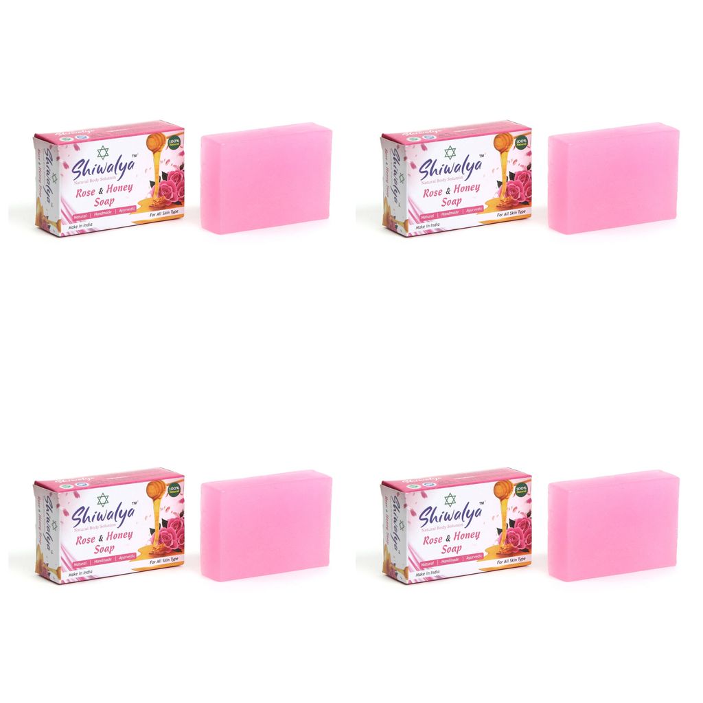 SHIWALYA Natural Rose Honey Handmade Soap | Handmade Bathing Soap | Herbal Soap Soft & Radiant Skin | Suitable for All Skin Types Pack of 4