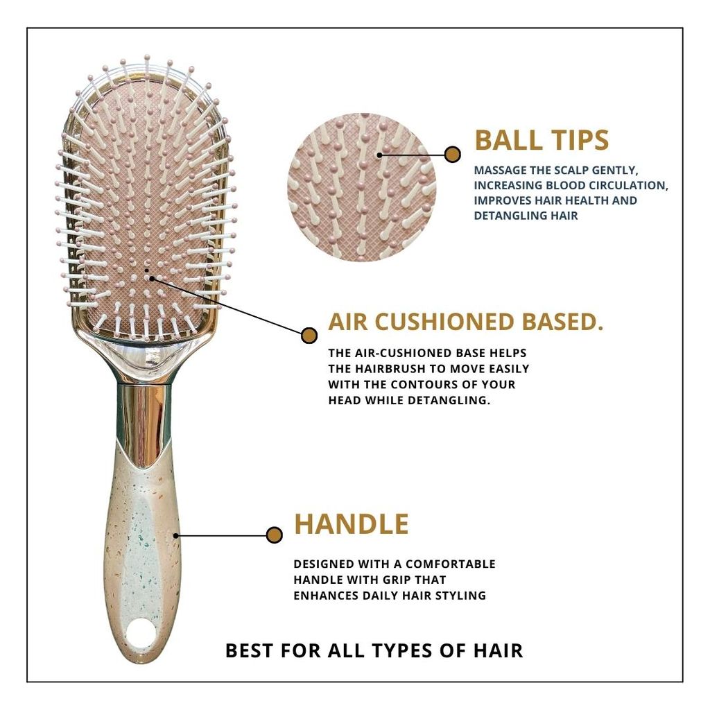 Paddle oval metal hairbrush for women and men with air cushioning for daily hair grooming view 2
