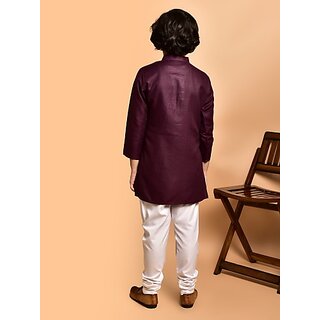 PrintCultr Boys Festive & Party Kurta and Pyjama Set (Purple) view 2