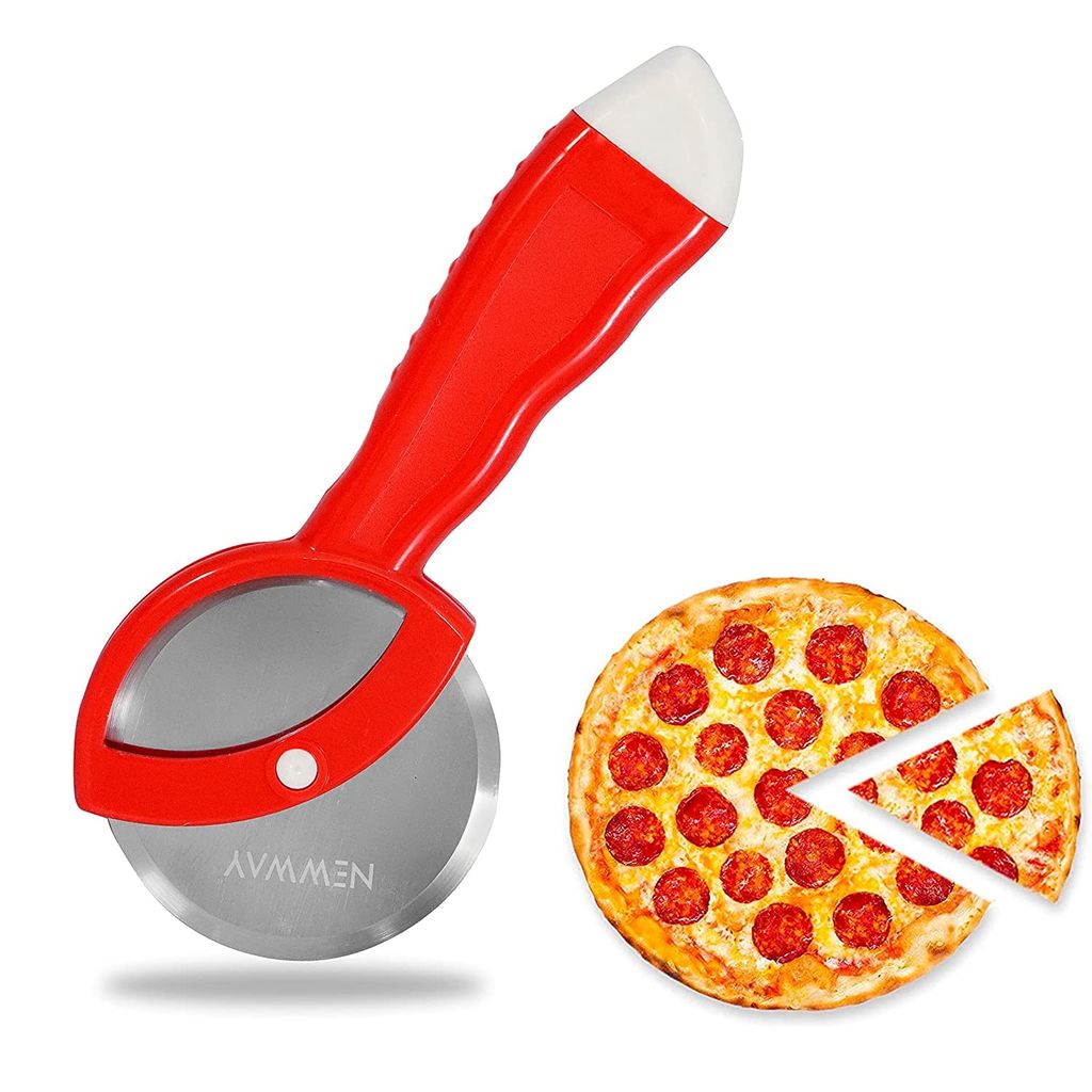NEWWAY Stainless Steel Pizza Cutter Premium Food Grade with Comfortable Plastic Handle Wheel Type Blue Color with sharp Blade (Pack of 1) view 2
