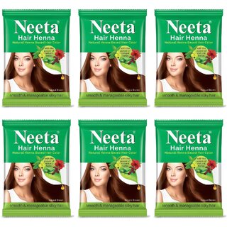 Neeta Natural Herbal Henna powder for hair with 5 herbs 50 g (Pack Of 6) (300 g)
