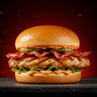 Dragon Chicken Bacon Burger