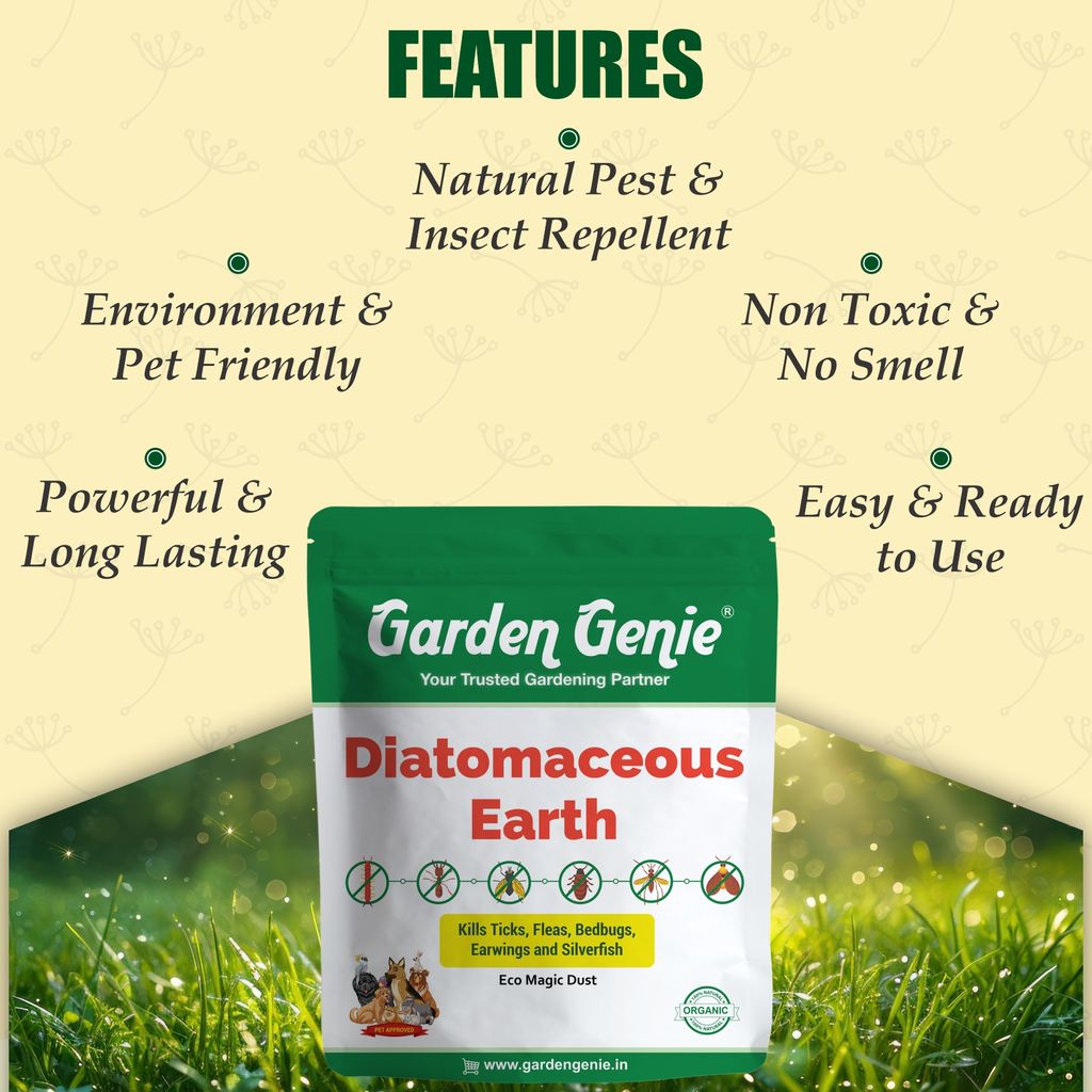 Garden Genie 100% Natural Diatomaceous Earth Powder 380g I Insect Control for Plants I Effective Against Dog Ticks & Flea, Cockroach, Bedbugs, Ants etc | Organic Pest Control for Your Home & Garden view 2