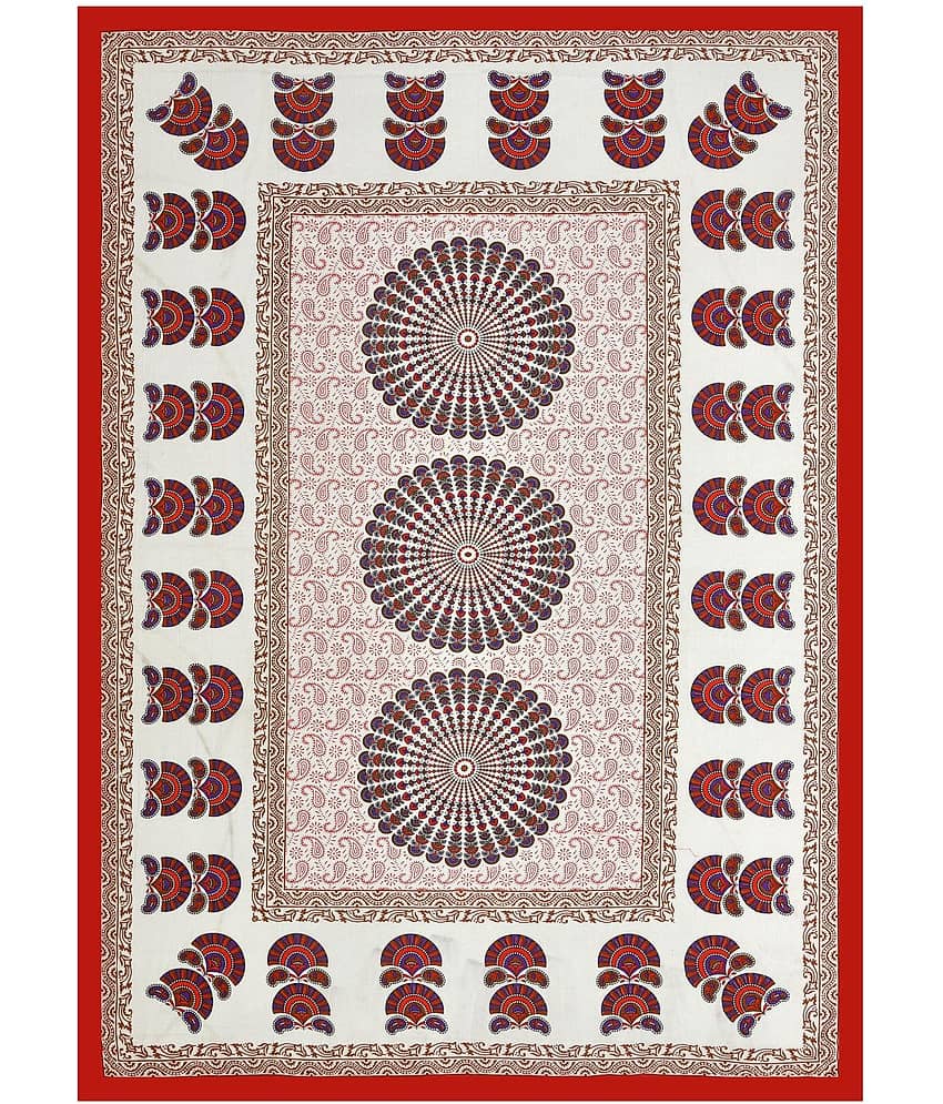 ABHACLOTHO Cotton 1 Single Bedsheet with 1 Pillow Cover ( Red ) view 2