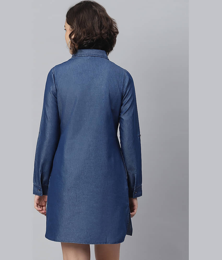 StyleStone Women Denim Shirt Dress ( Navy ) view 2