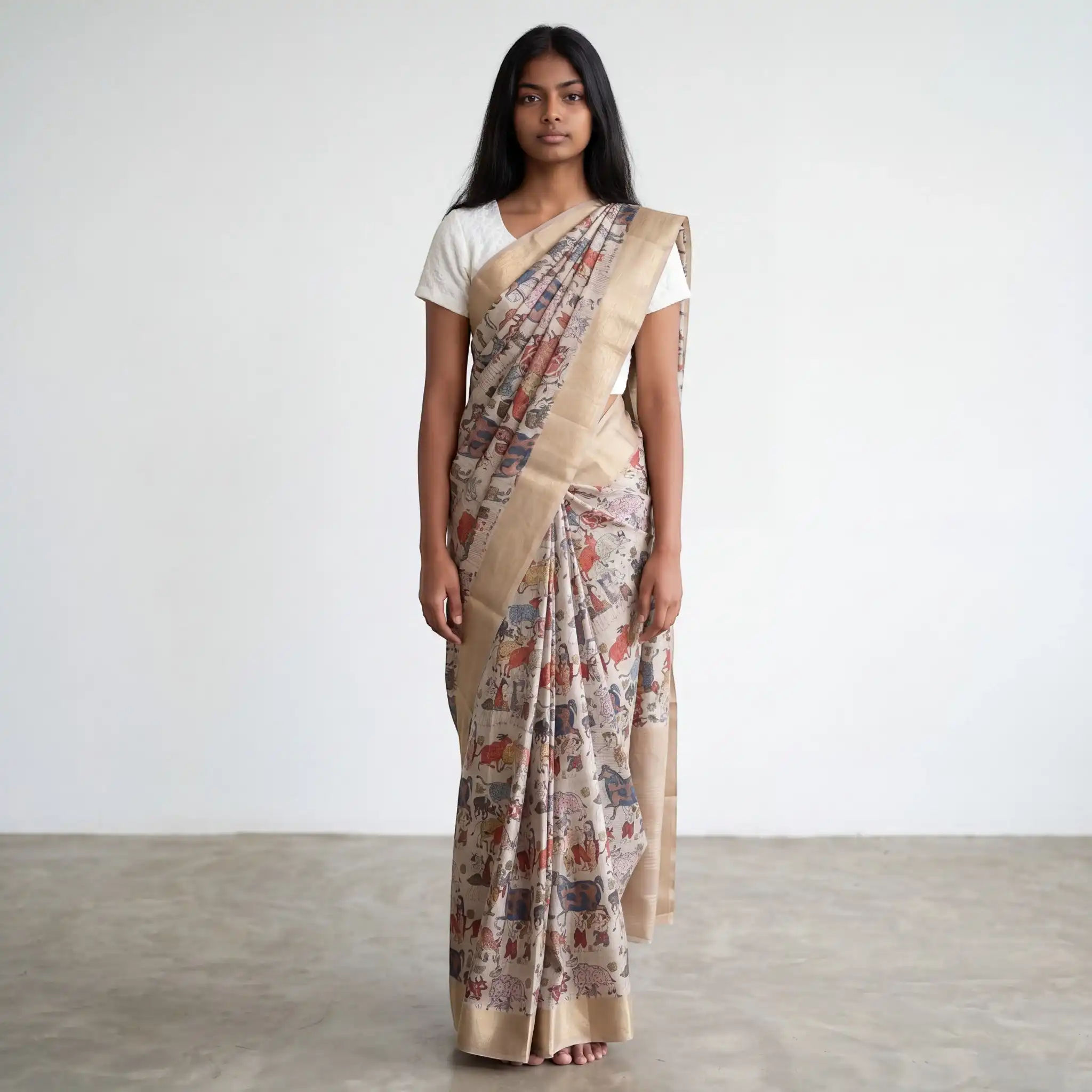 Handwoven Sambalpuri Cotton Saree in Gold with Baandha Ikat
