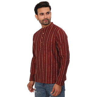 Ecostyle Woven cotton long sleeves mens short kurta view 2