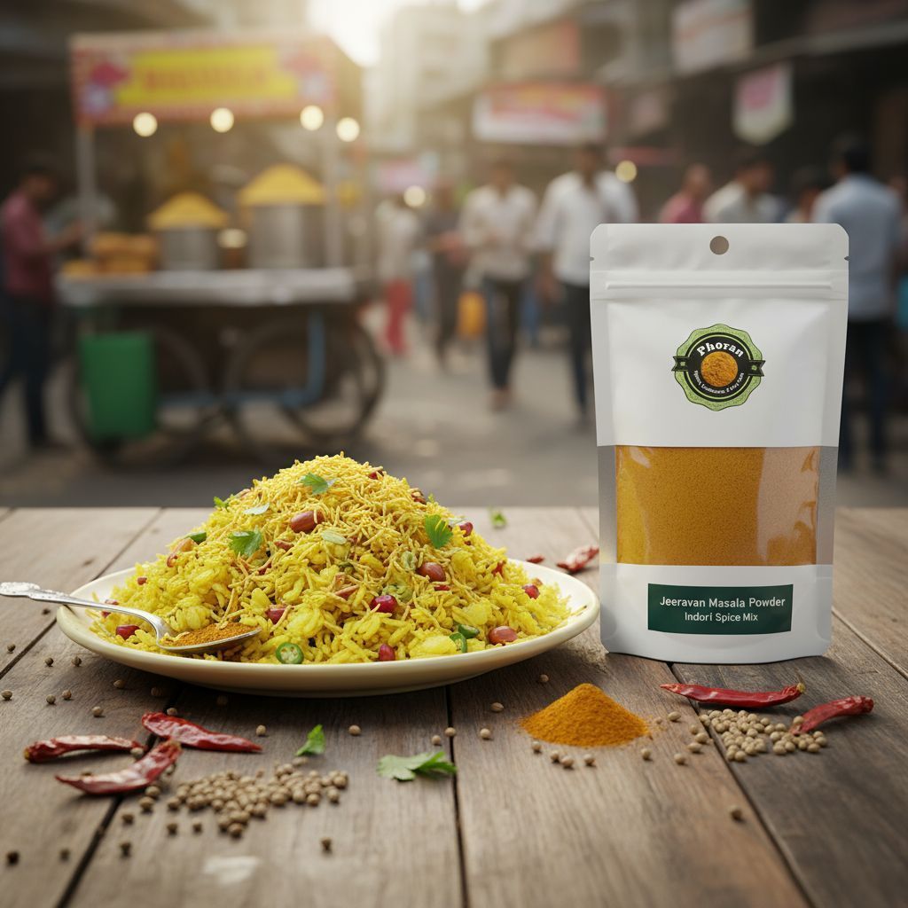 Buy Jeeravan Chat Masala Online India - Indori Spice | Phoran Tangy Indori Spice for Poha, Snacks & Salads view 2