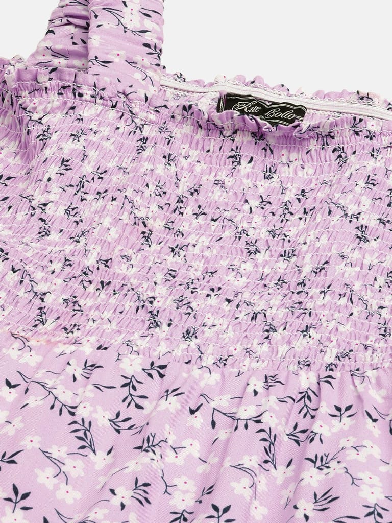 Lavender & Black Floral Maxi Dress view 2