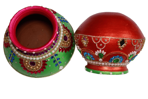 Decorative Red Pot with Embellishments view 2
