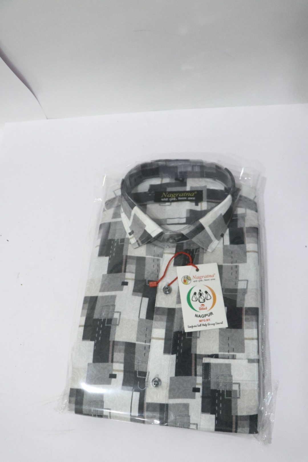 Grey and White Checks Cotton Shirt