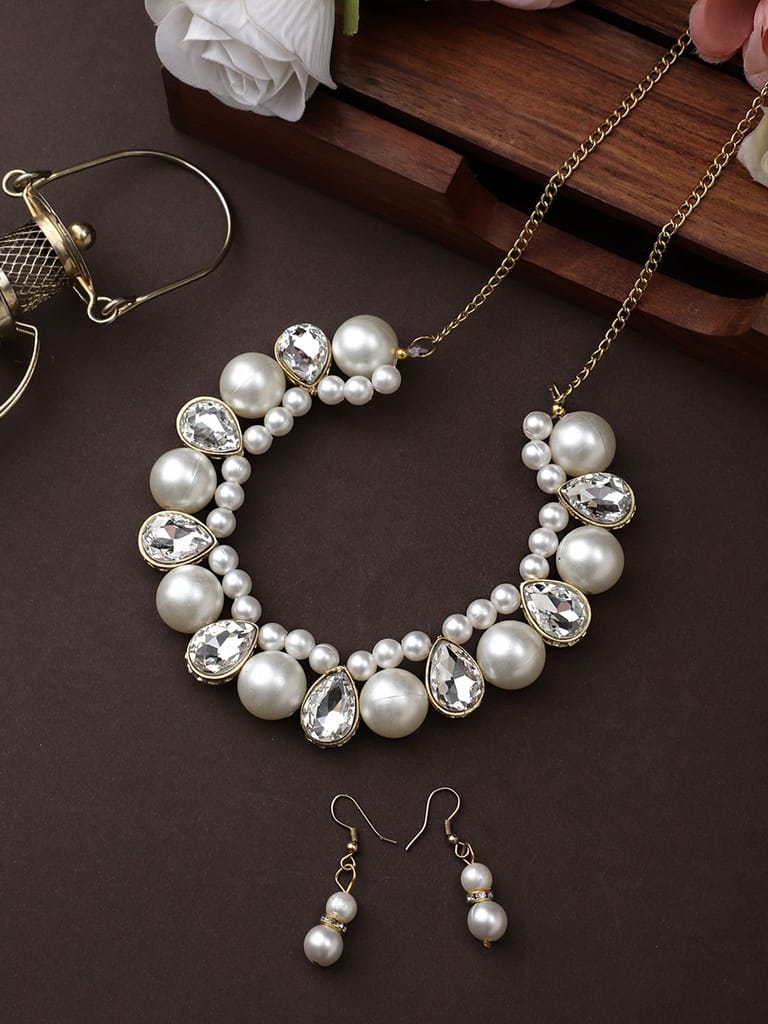 Cardinal White Onyx Choker Necklace Set view 2