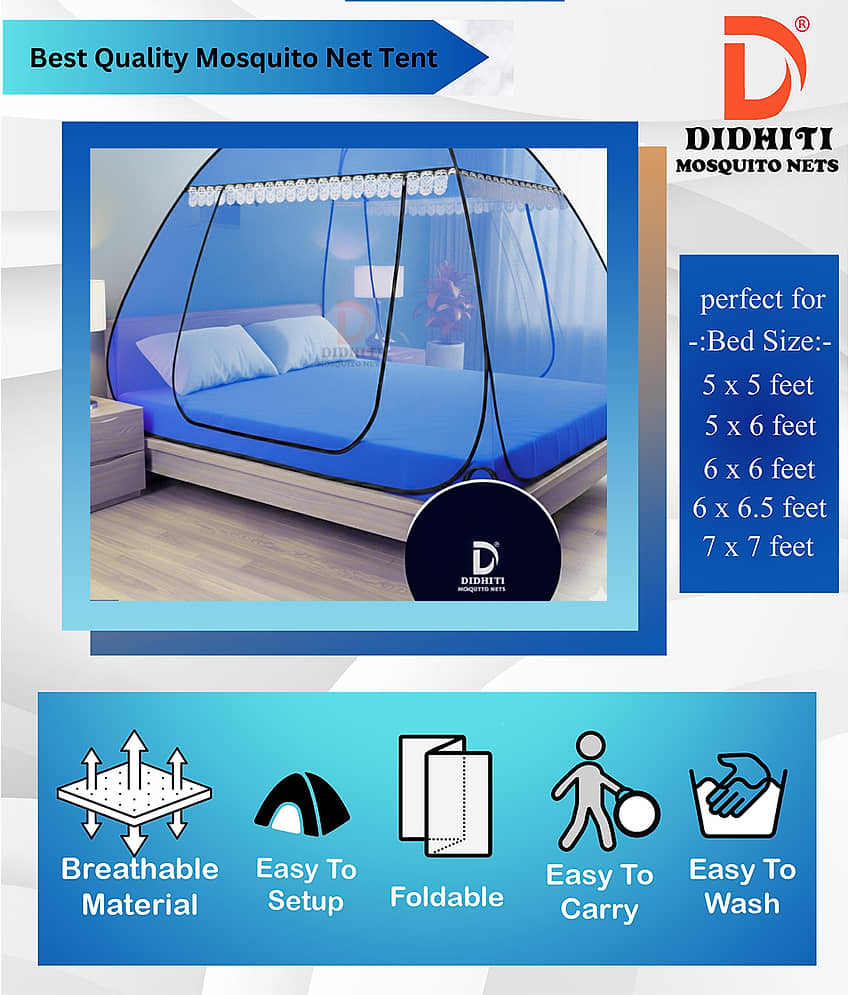 didhiti - White Polycotton Foldable Mosquito Net ( Pack of 1 ) view 2