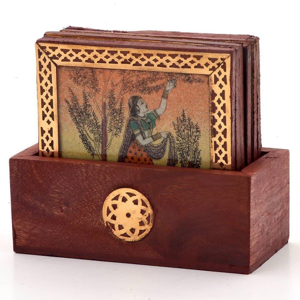 Vivan Creation Meenakari Dry Fruit Box with Tea Coasters view 2
