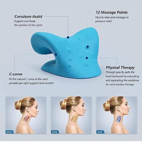 GLOBAL IMPEX Neck Stretcher for Pain Relief And Shoulder Relaxer Cervical Traction Device Pillow for Muscle Relax, Alignment Acupressure Chiropractic view 2