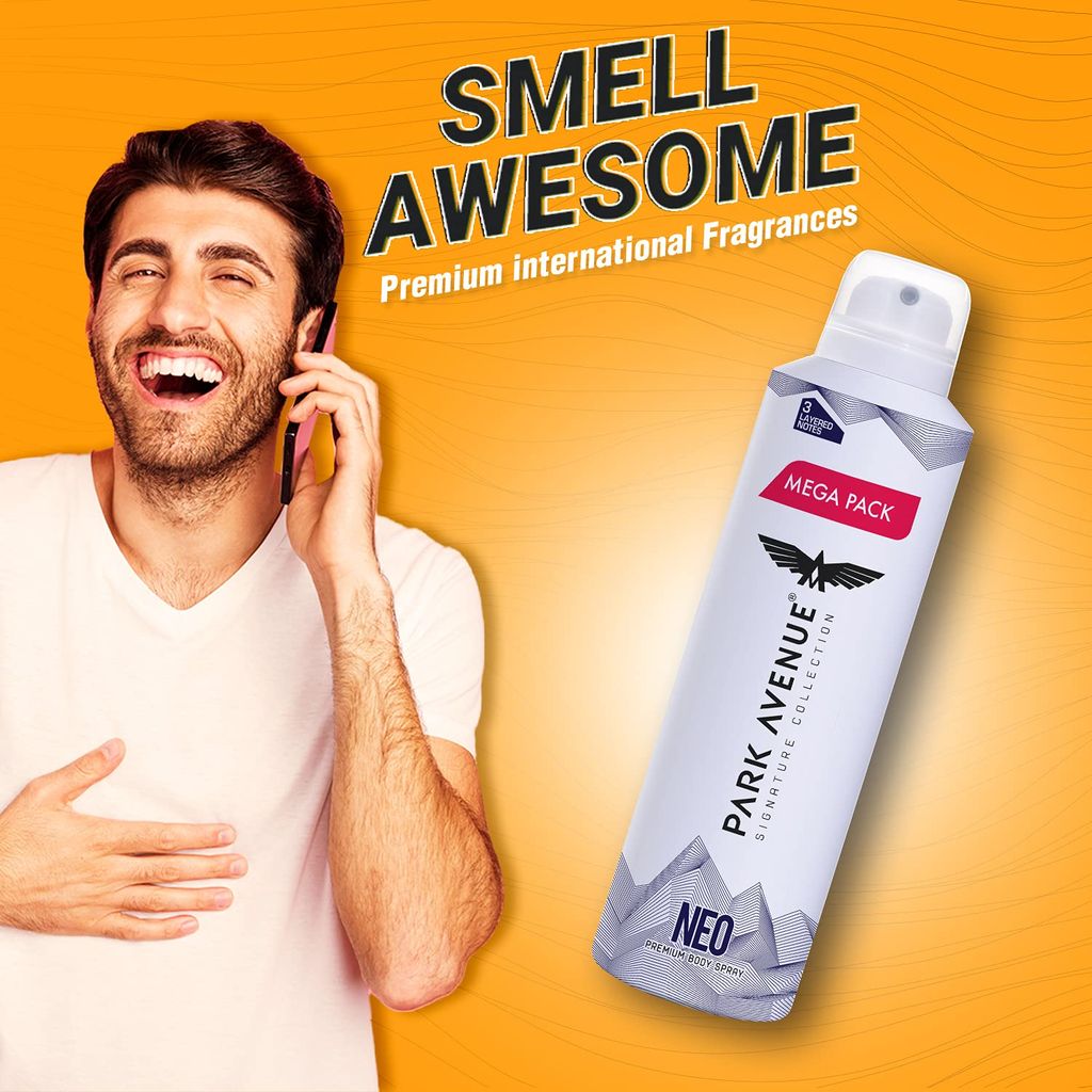 Park Avenue Singature Neo Deo Fresh Body Spray Mega Pack For Men, 220Ml (Pack Of 2) view 2
