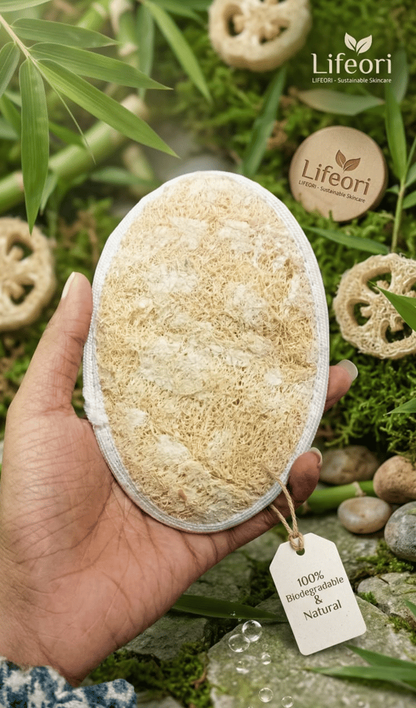Lifeori 3-Piece Bath Loofah Combo – Natural Ramie Round Loofah, Oval Bath Loofah & Disposable Loofah | Body Scrubber for Deep Cleansing & Exfoliation Gentle Body Scrub Sponge | Eco-Friendly, Biodegradable Body Brush | Pack of 3 view 2