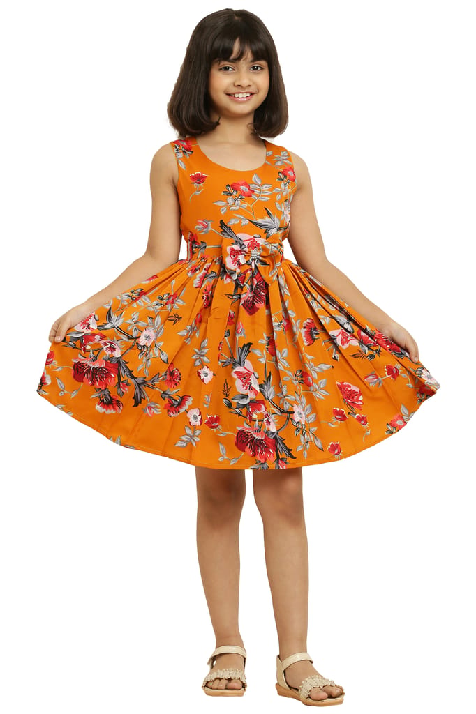 Cutiepie Fancy Musted Printed Frock & Dress For Girls. view 2