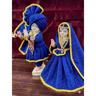 Exquisite Knit Yugal Sarkar Poshak | Winter Dress for Radha Krishna Idols view 2