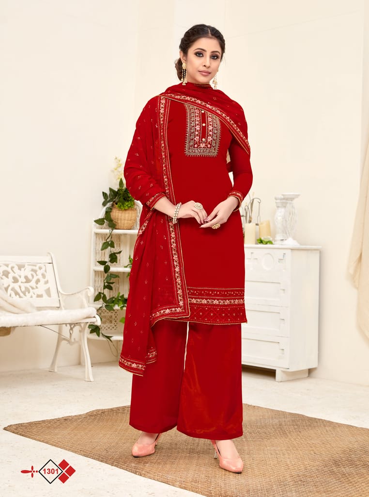 Women Georgette Floral Embroidery Work Semi Stitch Dress Material view 2