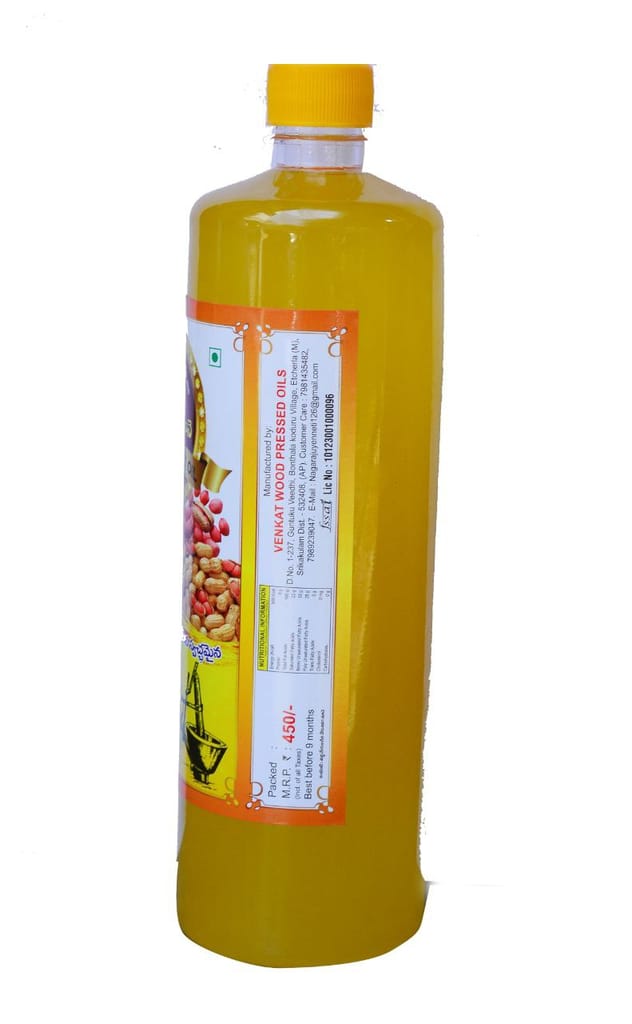 VENKAT BROTHERS-GANUGA OIL:"1Ltr Groundnut Oil, Pure and Natural, Extracted in Wooden Ghani, No Chemicals or Preservatives" view 2