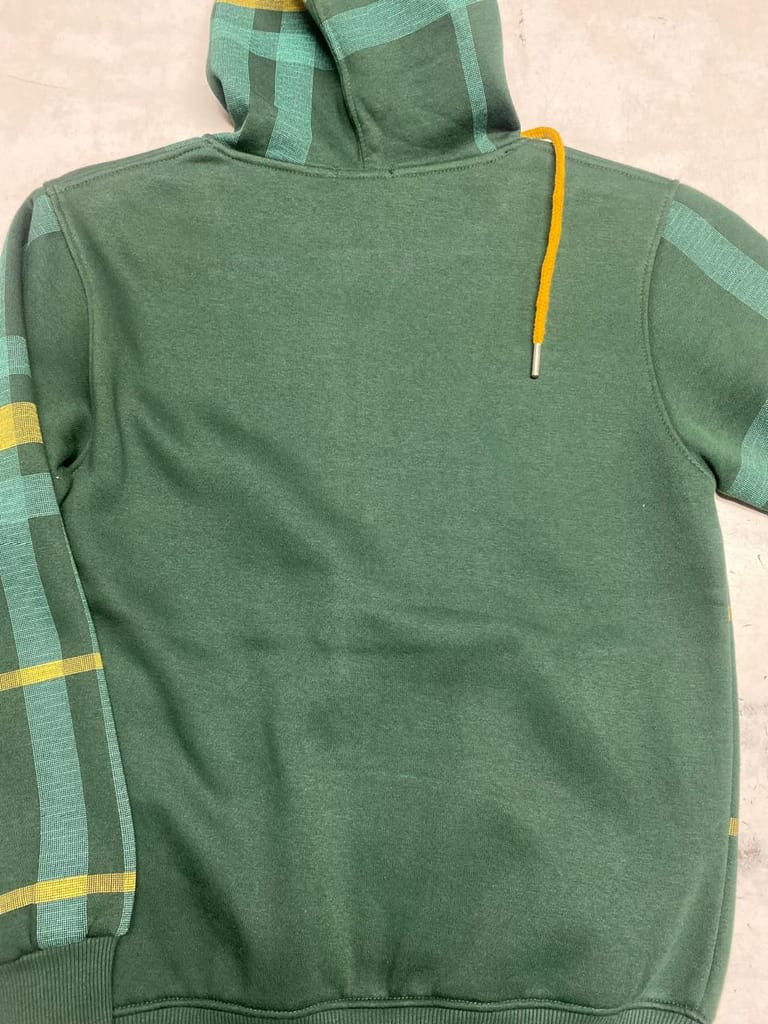 Green and Yellow Checkered Full Zip Up Hoodie Jacket view 2