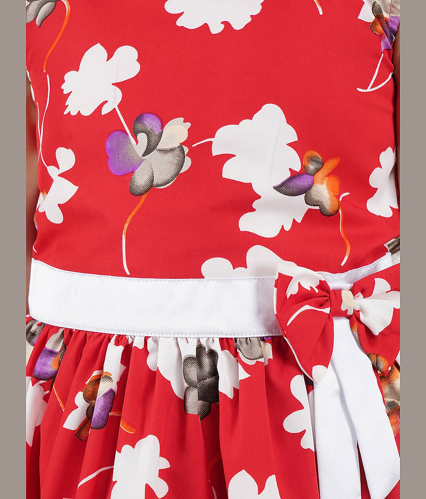 Being Naughty Polyester Fit And Flare Dress For Girls ( Pack of 1 , Red ) view 2