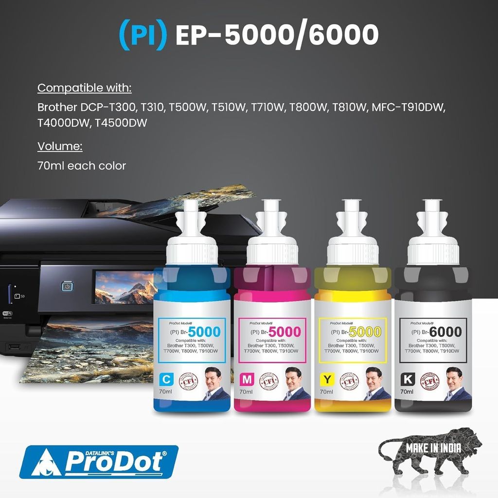 ProDot Br B5000/B6000 Inkjet Ink Refill Compatible with Brother DCP- T300, T310, T500W, T510W, T700W, T710W, T800W, T810W, MFC-T910DW, T4000DW, T4500DW Ink Tank Printers view 2