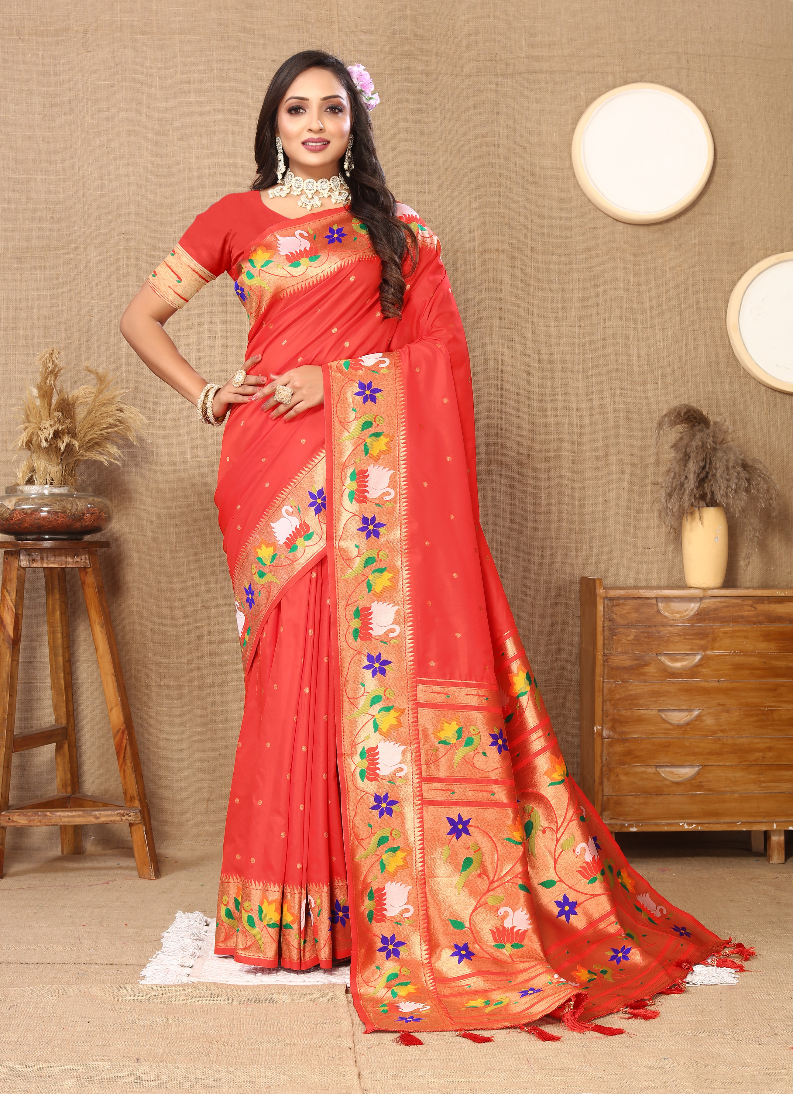 Soft Paithani silk saree with Meenakari weaw... view 2
