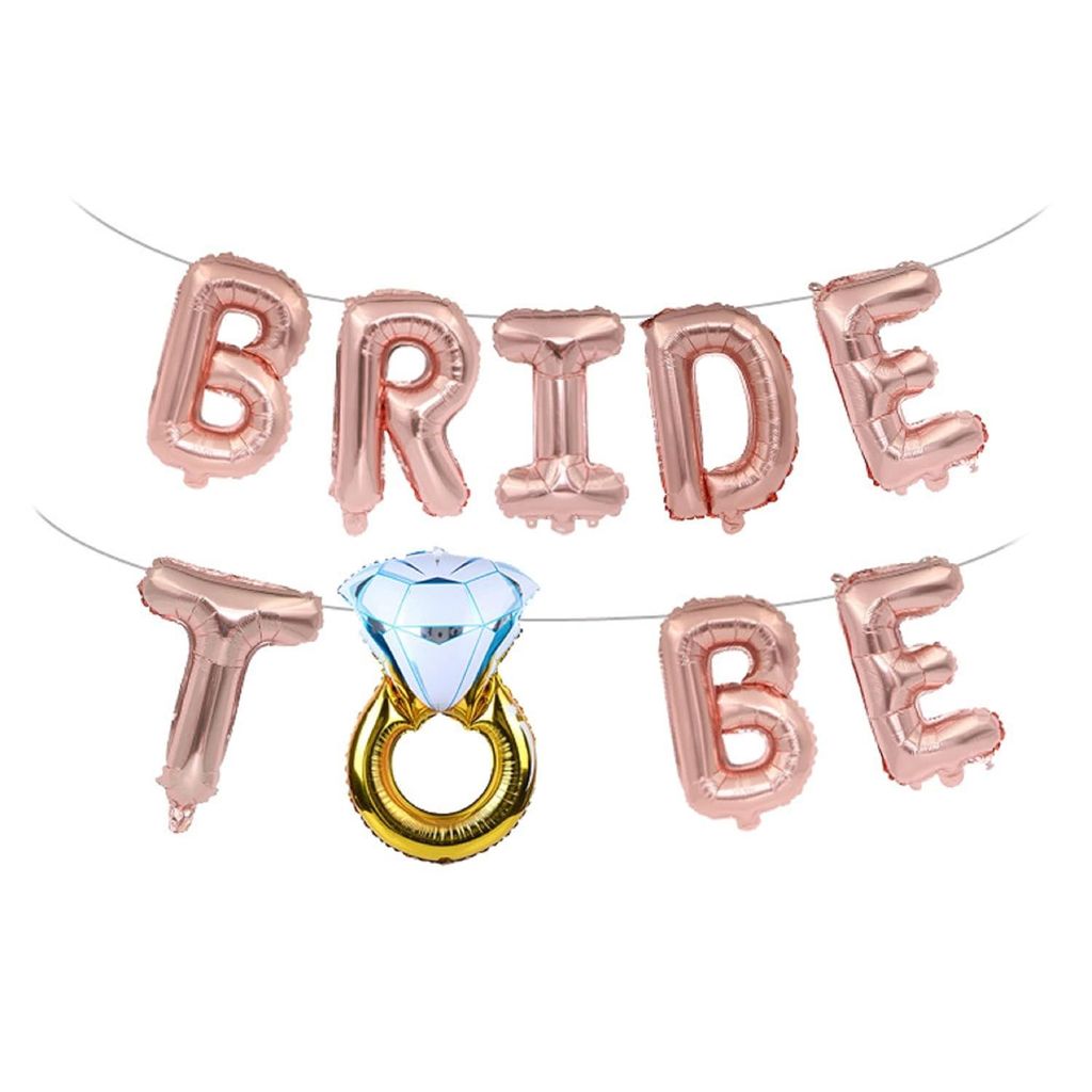 Foil Balloons Letter with Ring Decoration Kit for bachelor Party Shower Celebration (Bride Foil Balloons) view 2