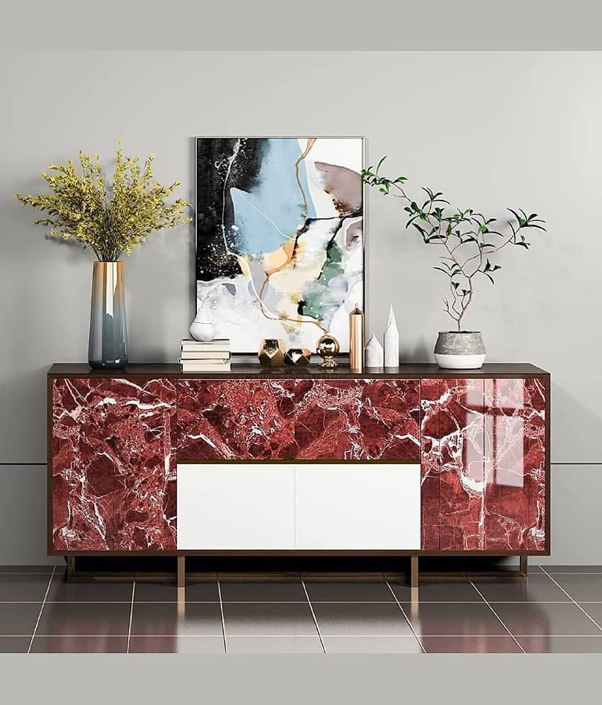 Sekhmet Red Marbal Kitchen cabinets Marble Wallpaper Oil Proof Waterproof Floor Tiles Stickers Waterproof Wall Paper for Home and Kitchen(60*200cm) view 2