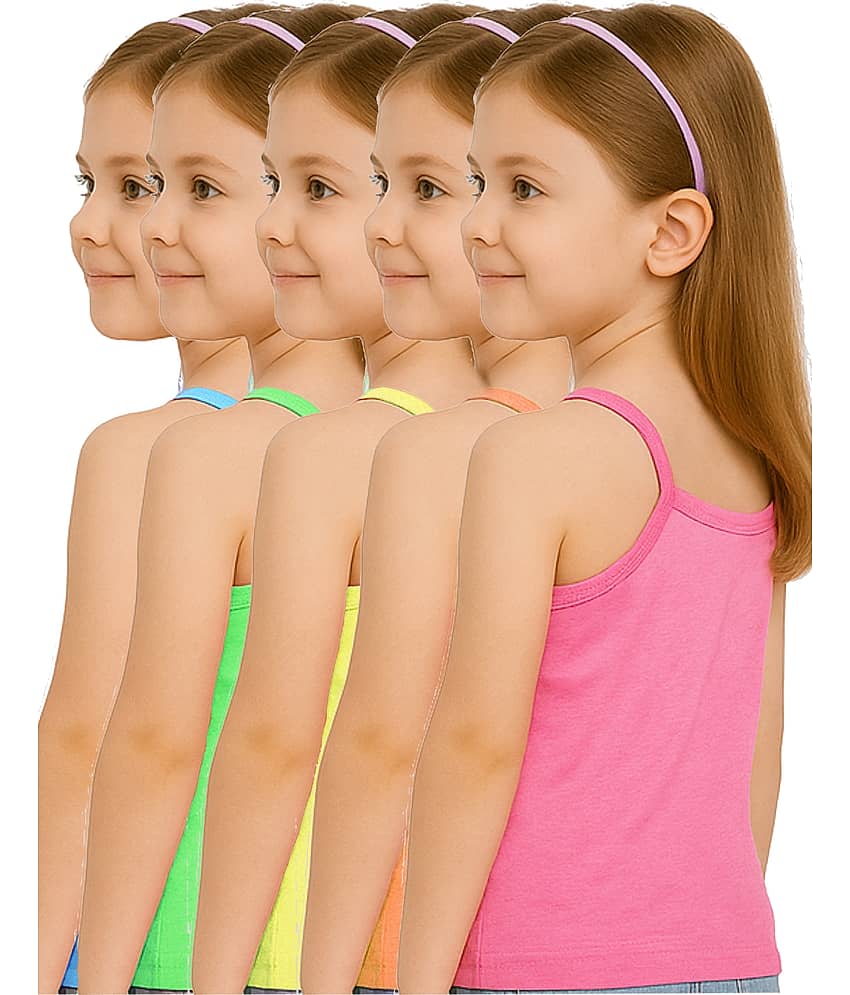 Inner Element Pack of 5 Girls Cotton Camisoles ( Multicolor ) view 2