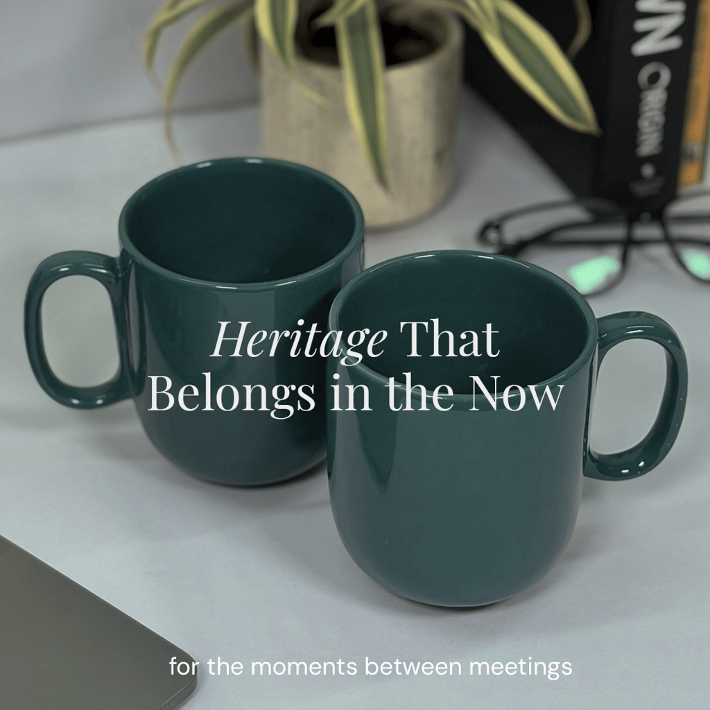 Heritales Temple Moss Ceramic Mug for Coffee, Milk & Tea Lovers – 350 ML | Handcrafted in India | Vegan, Bone China-Free | Microwave, Dishwasher & Freezer Safe | Premium Artisanal Mug– Set of 1 view 2