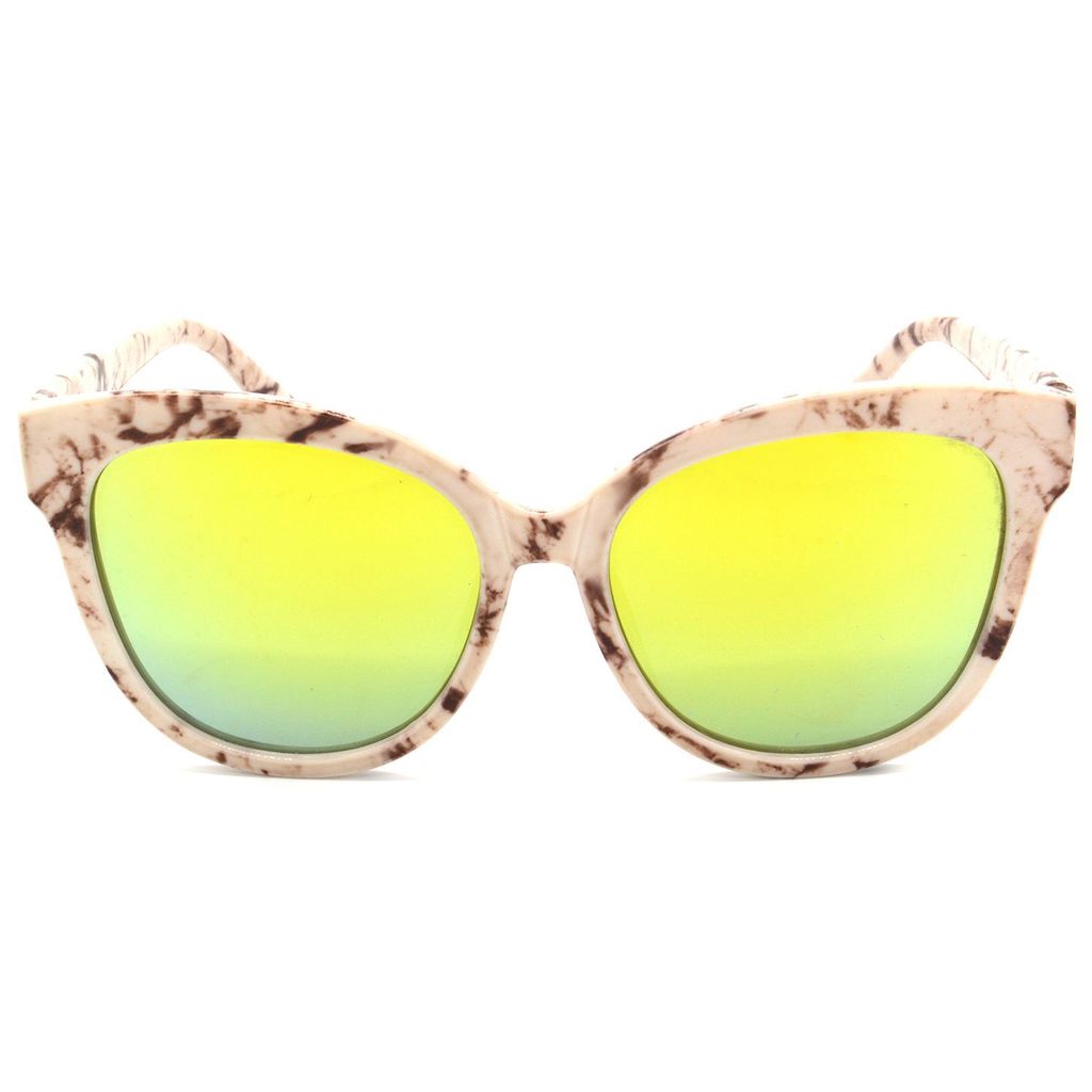 Hrinkar Silver Round Sunglasses Brands White Frame Goggles for Women - HRS321-WT-BWN-GLD view 2
