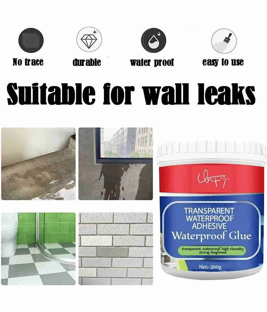 sakimo Invisible Waterproof Glue Clear Waterproof Gel Bathroom Roof Top Concrete Wall Water Repellent Waterproof Paint No Leak Transparent Crack Seal Agent 300g , Roof Sealant Waterproof Gel Adhesive seal cracks agent for cement surface, steel, etc. view 2