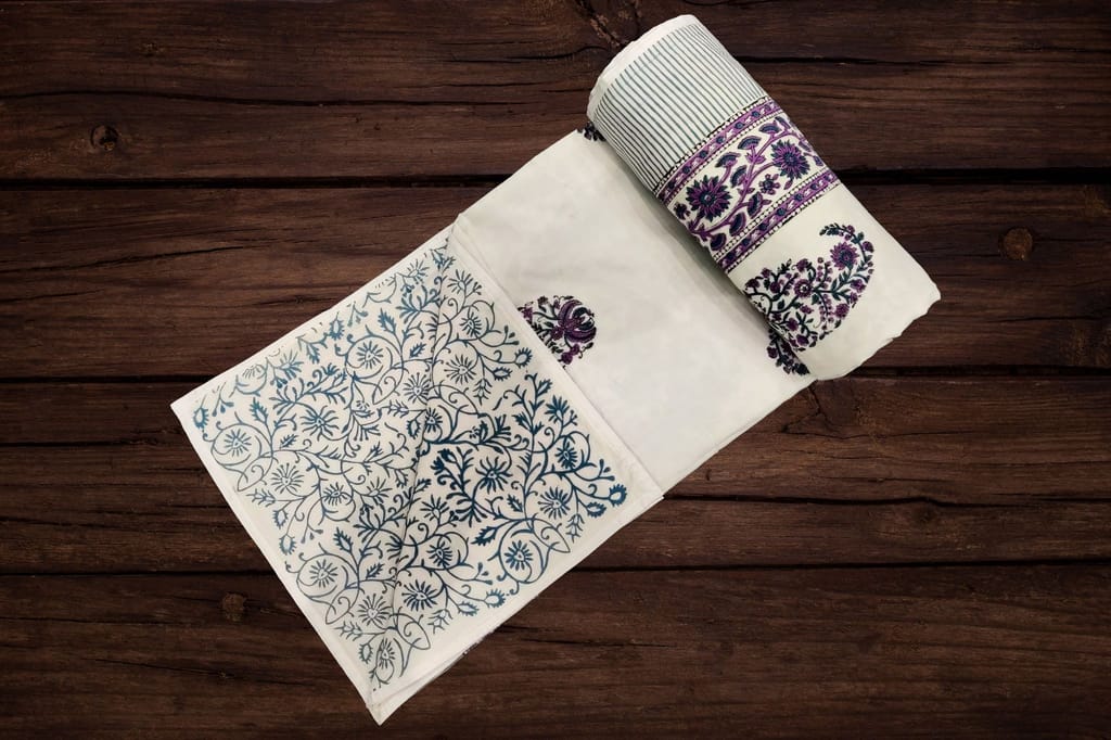 Cotton Blanket - Single Dohar ( 60 x 90 Inches) Pink Blue Paisley view 2