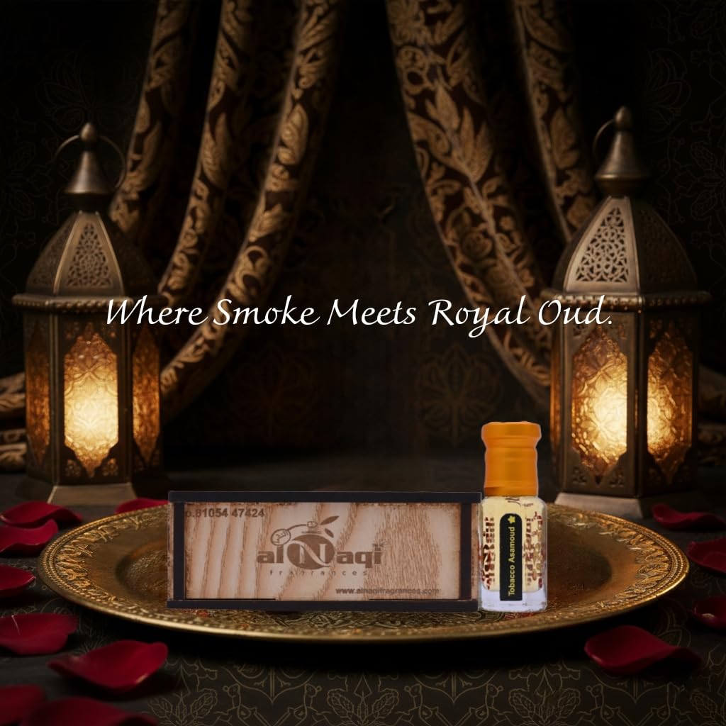 alnaqi fragrances Tobacco Asamoud Attar |Perfume Oil | Unisex Arabian Attar | Alcohol-Free Roll-On | Long-Lasting Concentrated Perfume Oil with Tobacco, Bergamot, Jasmine, Oud & Vanilla view 2