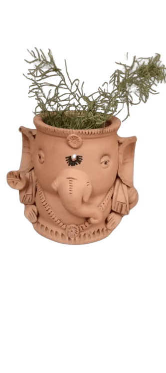 Handmade Clay Diya with Ganesha