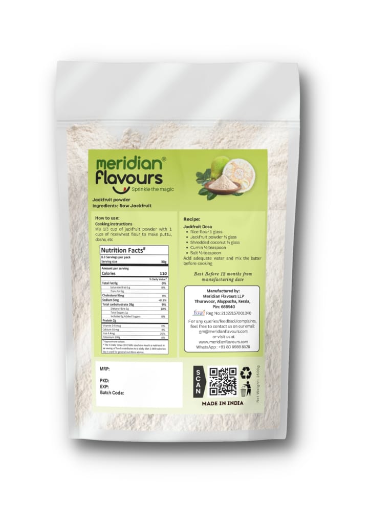 Meridian Flavours Dehydrated Raw Jackfruit Powder | Only Top Quality Jackfruit Bulbs Used | Washed and Cleaned | 100% Natural and Preservatives Free | (Raw Jackfruit Powder, 250gm/500gm) view 2