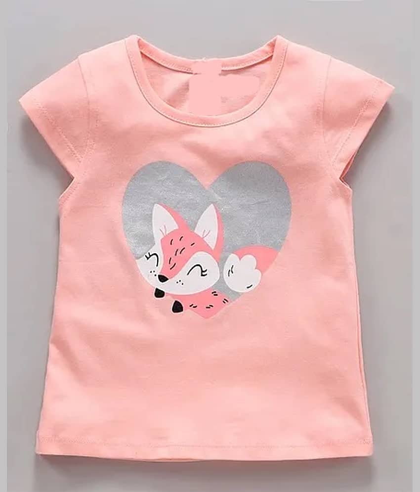 CUTEVIBE Pack of 1 Girls Cotton Blend Top With Shorts ( Peach ) view 2