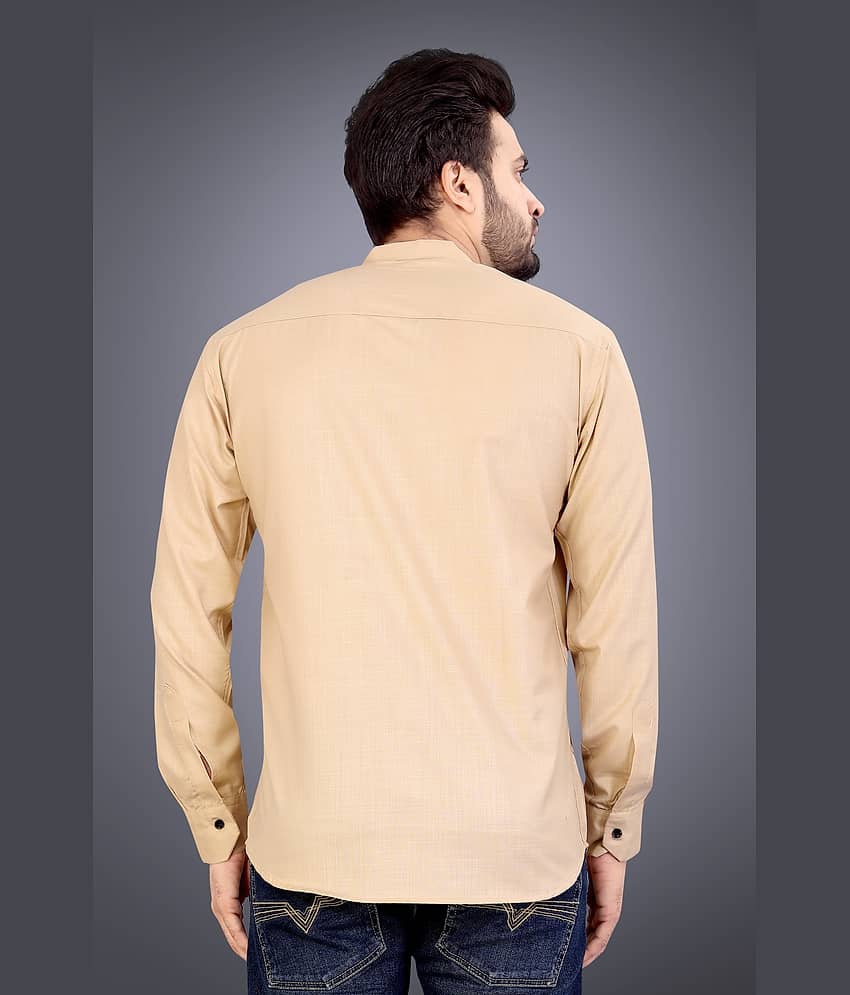 Nofilter Cotton Blend Plain Regular Kurta For Men ( Beige ) view 2