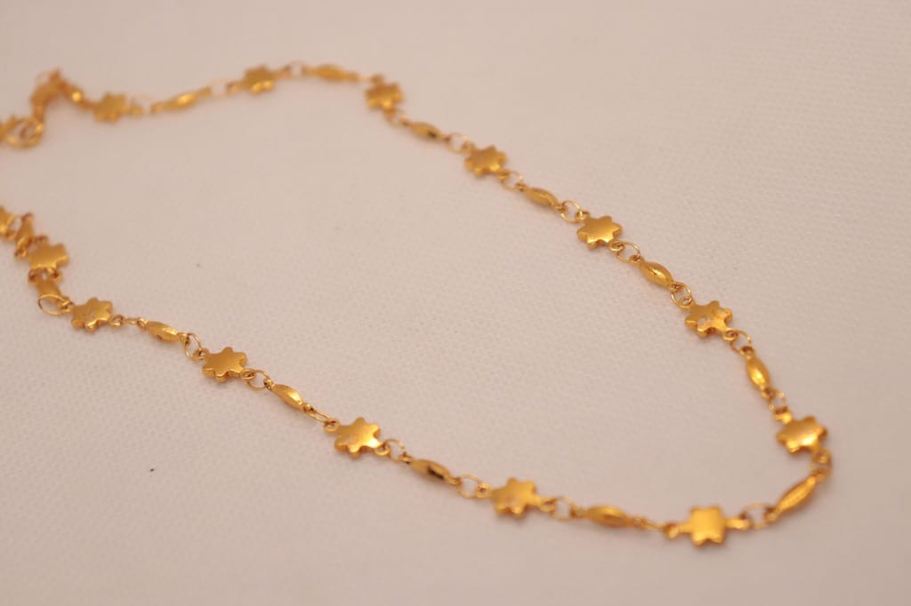 Gold Plated Link Chain Bracelet with Star Charms view 2