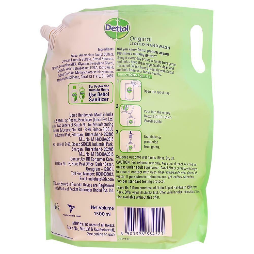 Dettol Liquid Handwash Refill Original 1500 Ml view 2