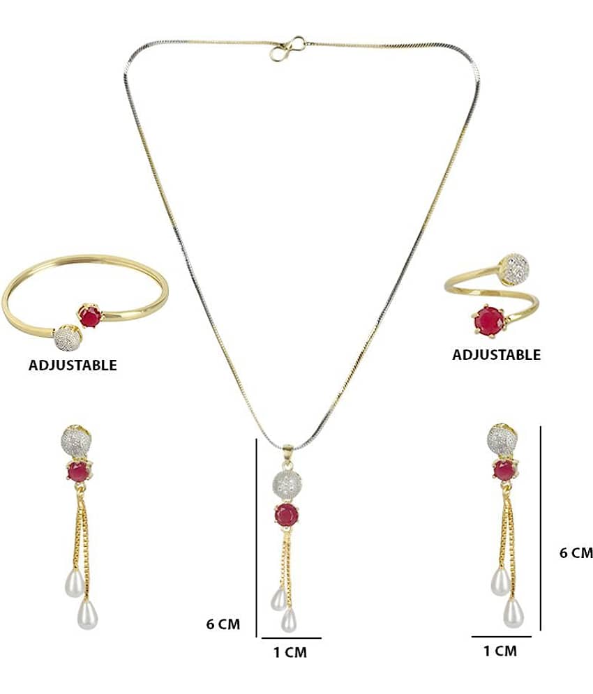 Navya Collections Pink Studded Ameican Diamond Combo Set view 2